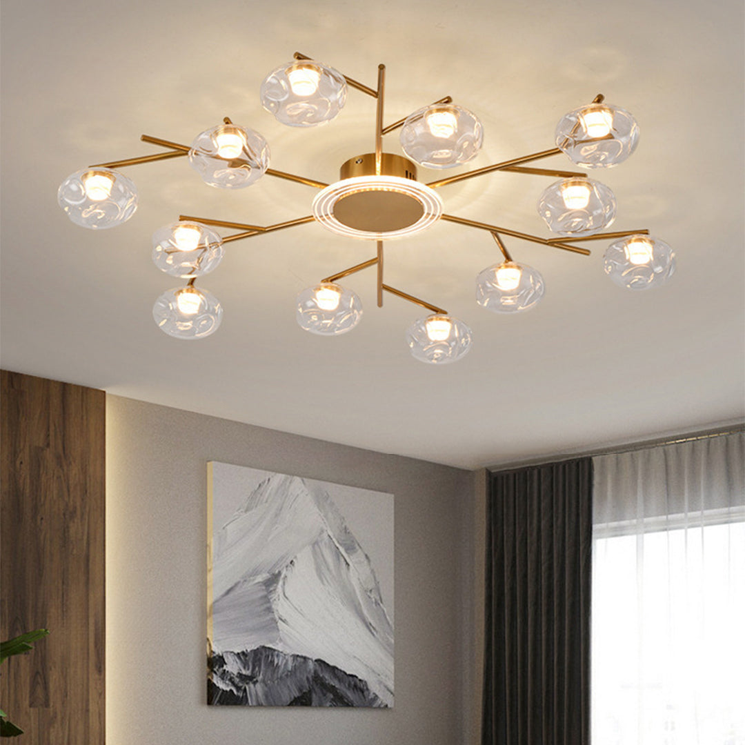 Round Large Semi Flush Mount Lighting Branching Semi-Flush Ceiling Light