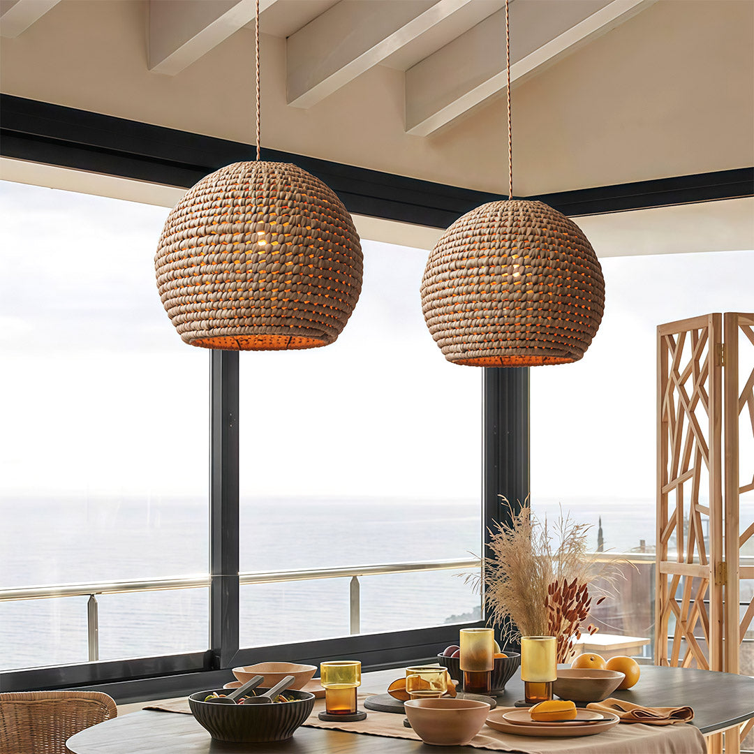 Japanese Paper Pendant Lights Raffia Zen Ceiling Light