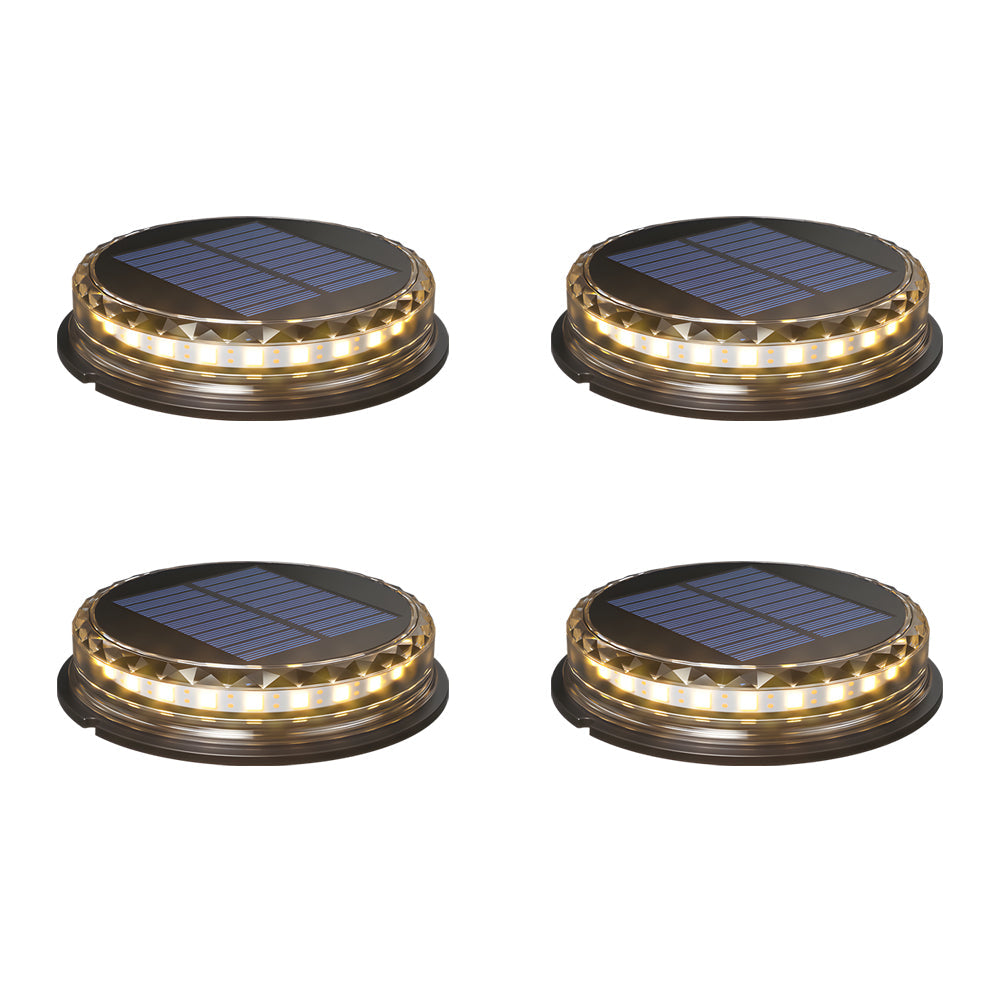 4 Pcs Solar Disc Light Modern LED Black Landscape Lighting