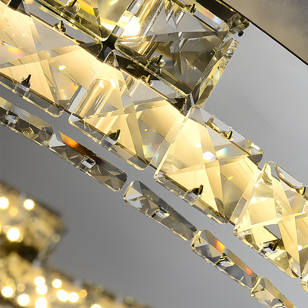 Silver Flush Mount Ceiling Light Italian LED Round Crystal Light