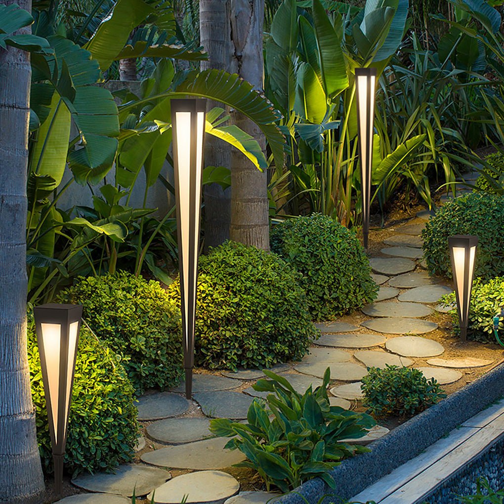Adjustable RGB Solar LED Pathway Light Square Top & Conical Base Outdoor Lawn Lighting