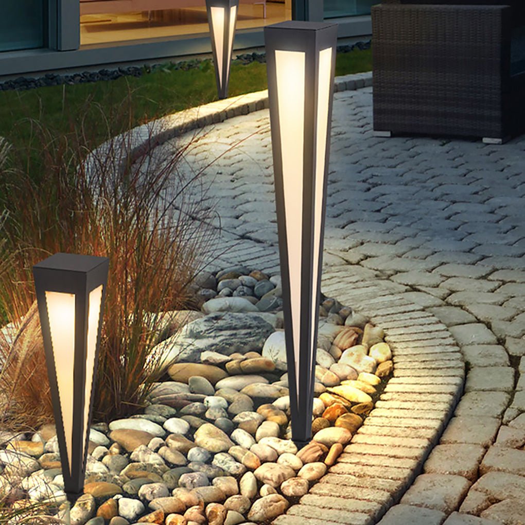 Adjustable RGB Solar LED Pathway Light Square Top & Conical Base Outdoor Lawn Lighting