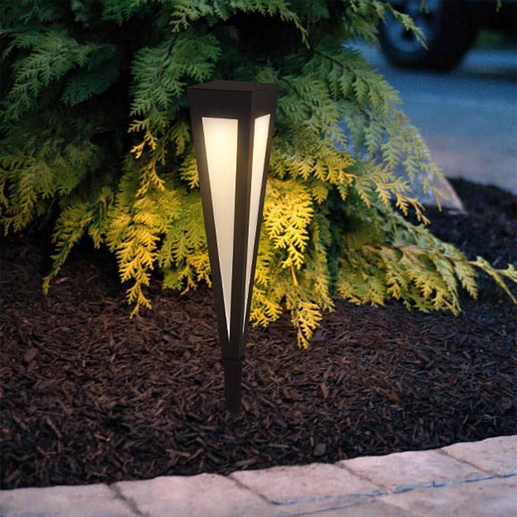 Adjustable RGB Solar LED Pathway Light Square Top & Conical Base Outdoor Lawn Lighting