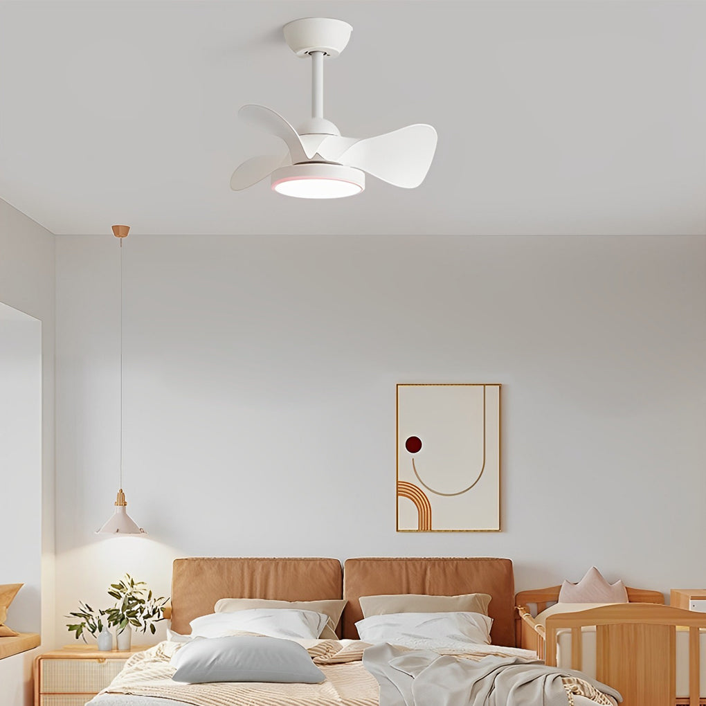 Simple White Ceiling Fan with Light Silent Remote Control Light