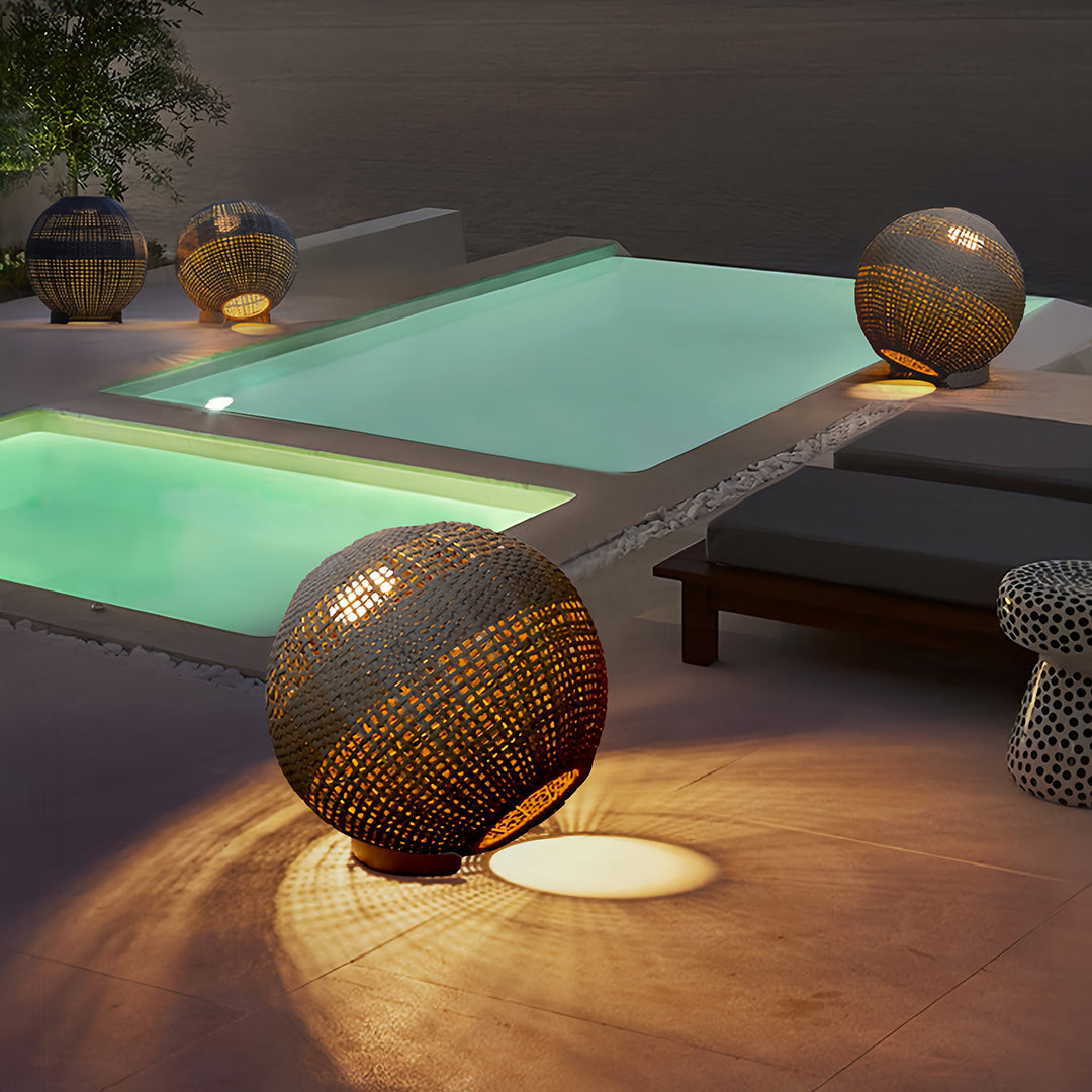 Outdoor Globe Lantern with a Stylish Woven Texture Chic Outdoor Lights