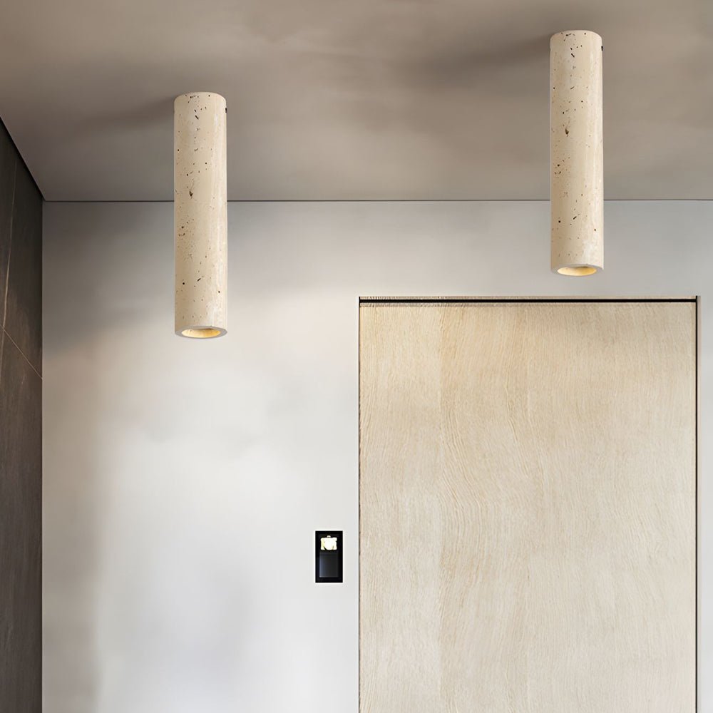 Cylinder Downlight Modern Yellow Travertine Long-Tube Light