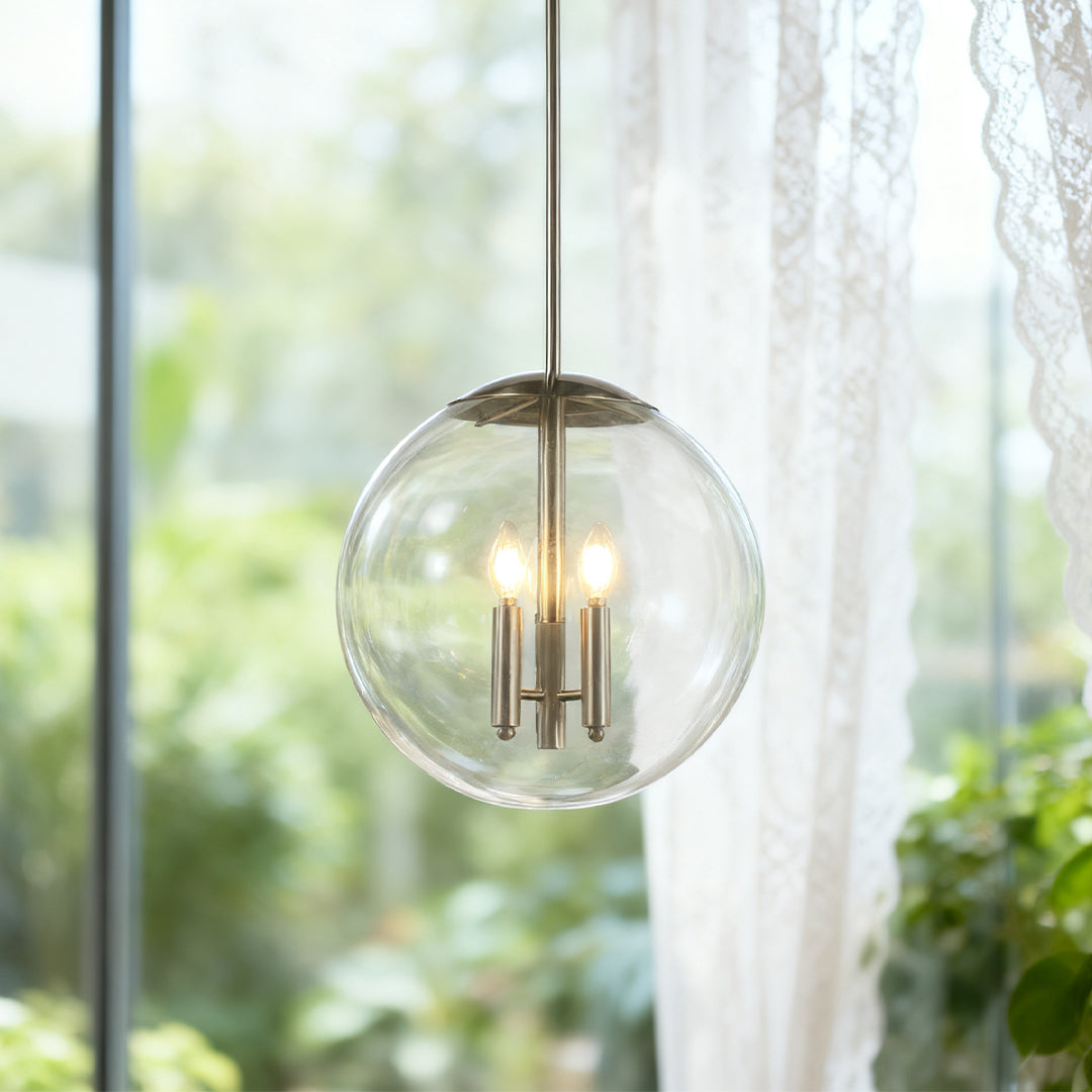 Glass Orb Pendant Light Contemporary Chic Silver Glass Ceiling Light