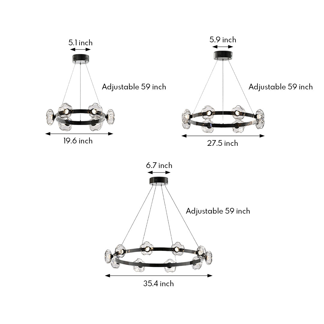 LED Dome Glass Ring Chandeliers Nordic Modern Ceiling Light