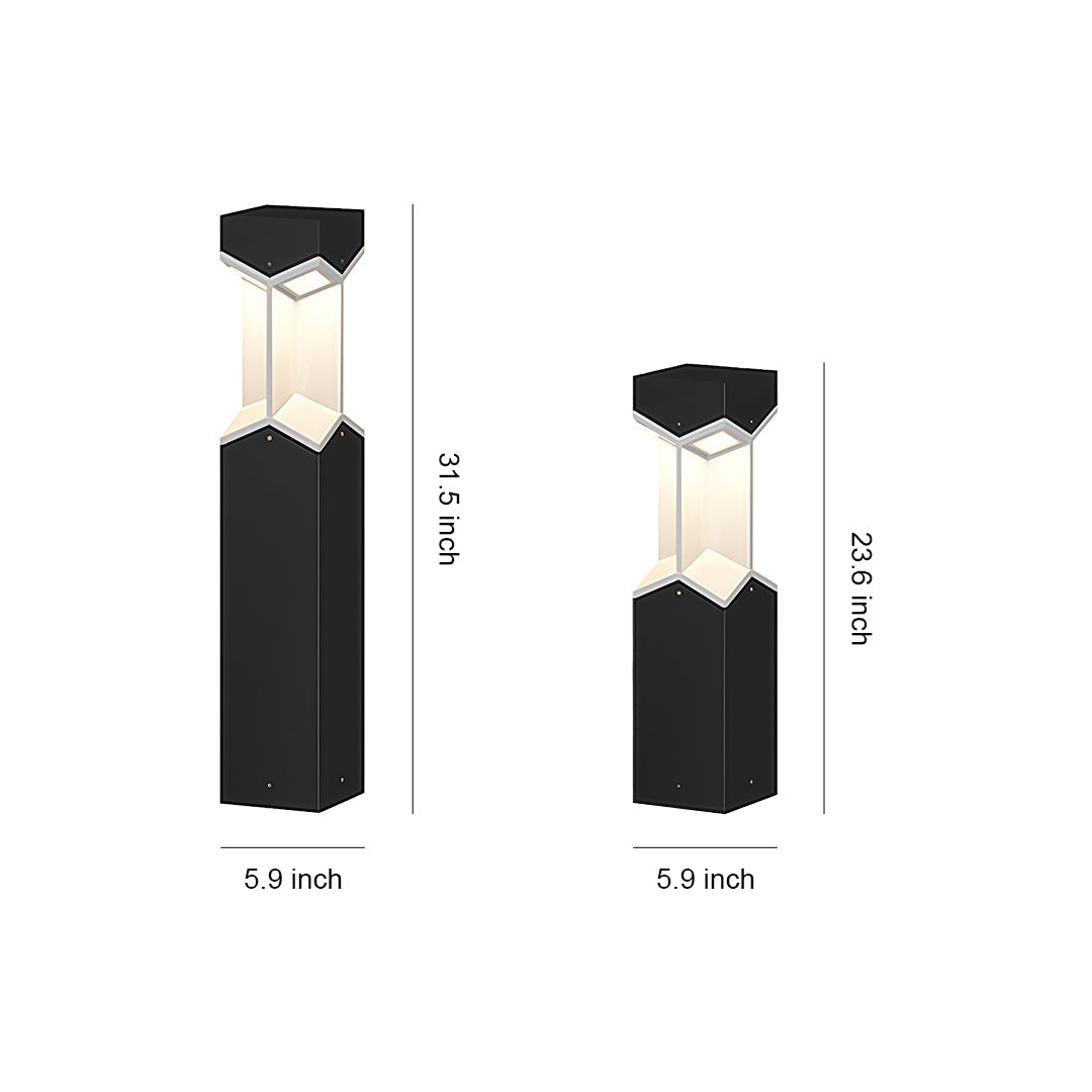Bollard Landscape Lights Minimalist Black Weatherproof Outdoor Light