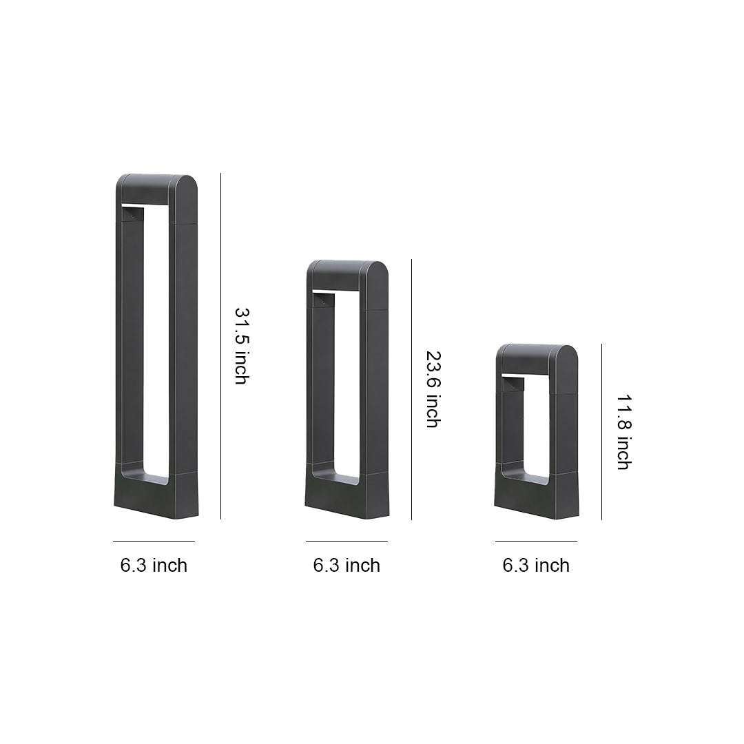 Pathway Bollard Lights Minimalist Black Square Outdoor Light