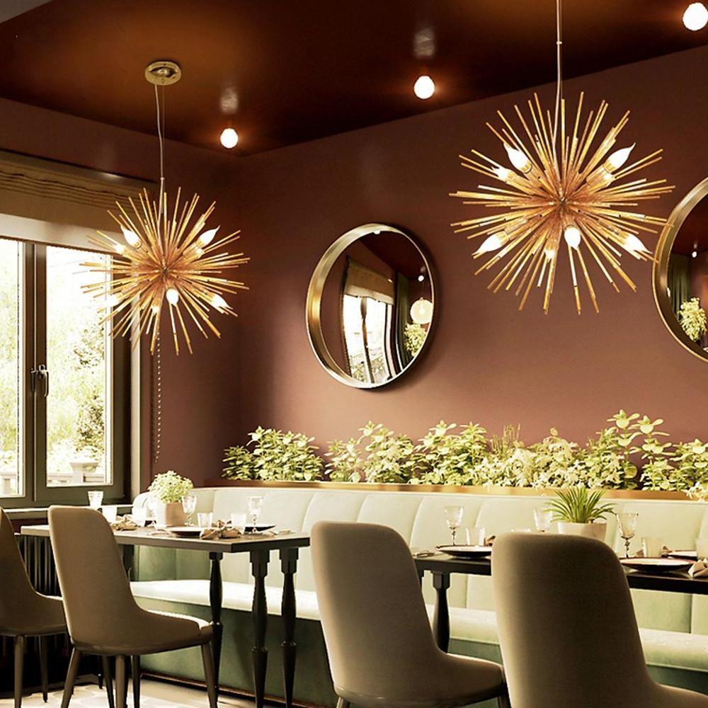 Geometric Starburst Chandeliers for Dining Room