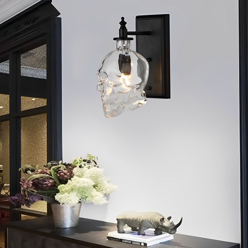 Skull Wall Sconce Glass Shades Wall Lights Industrial Metal Light