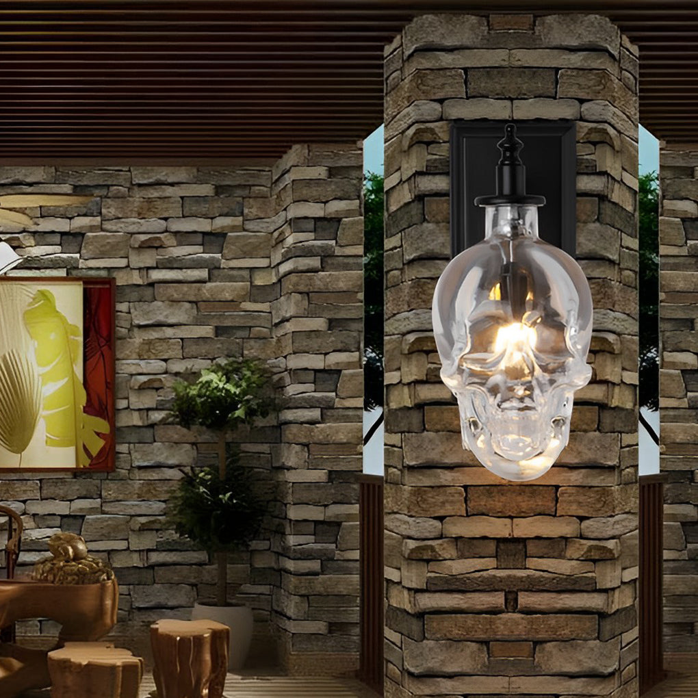 Skull Wall Sconce Glass Shades Wall Lights Industrial Metal Light