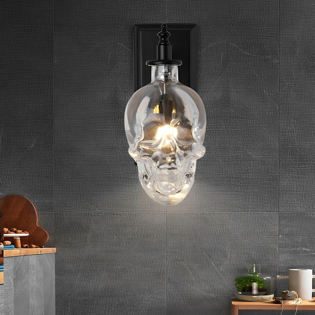 Skull Wall Sconce Glass Shades Wall Lights Industrial Metal Light
