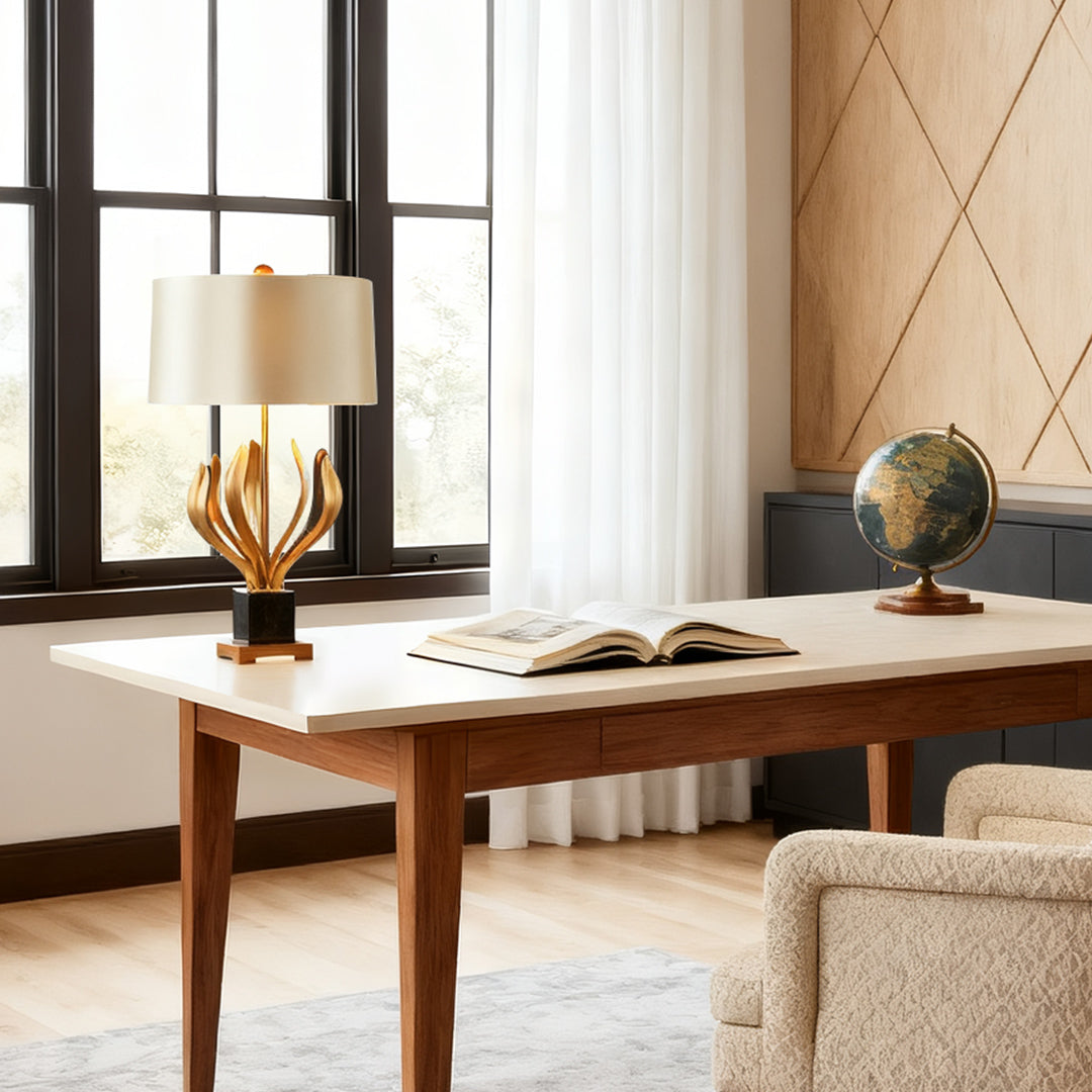 Vintage Metal Fabric Shade Table Lamp