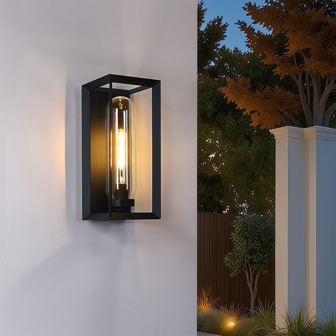 Black Outdoor Wall Sconce Modern Simple Square Waterproof Lamp
