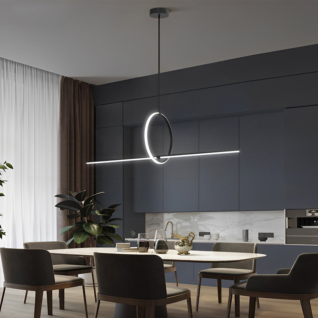 Geometric Pendant Light Fixture Ring Linear Ceiling Light