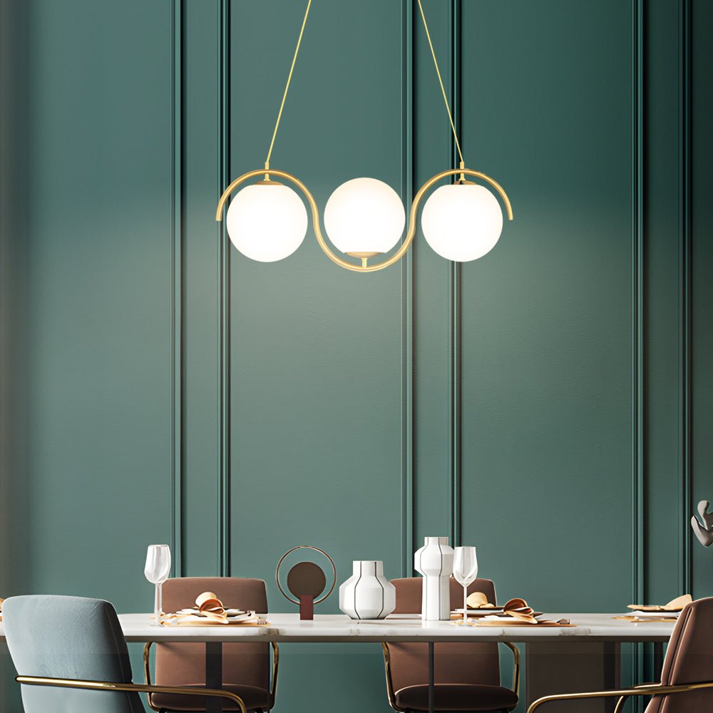 Glass Ball Linear Chandelier Wave‑shaped Island Ceiling Light