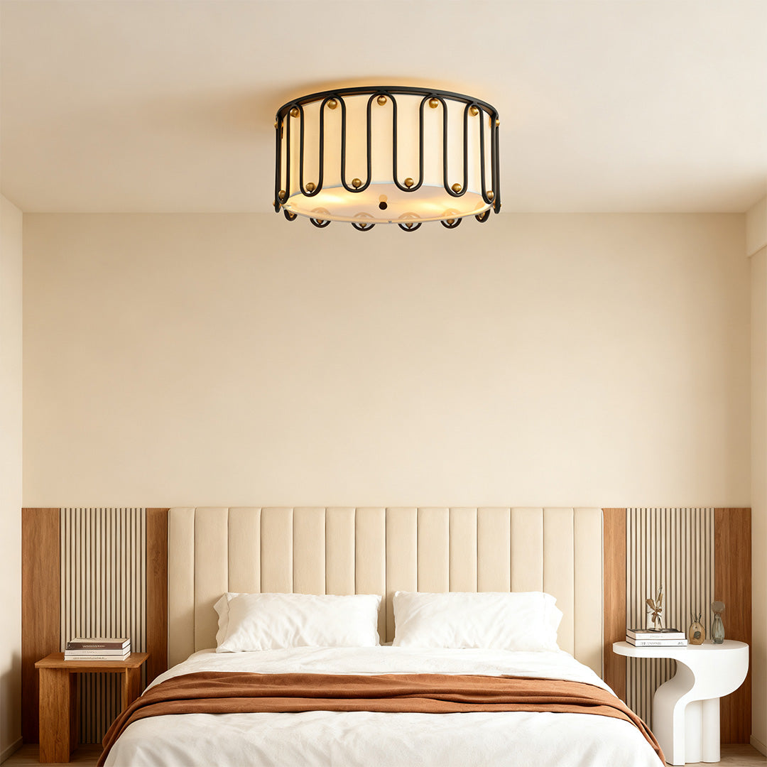 Drum Ceiling Light Flush Mount American Vintage Round Unique Lights