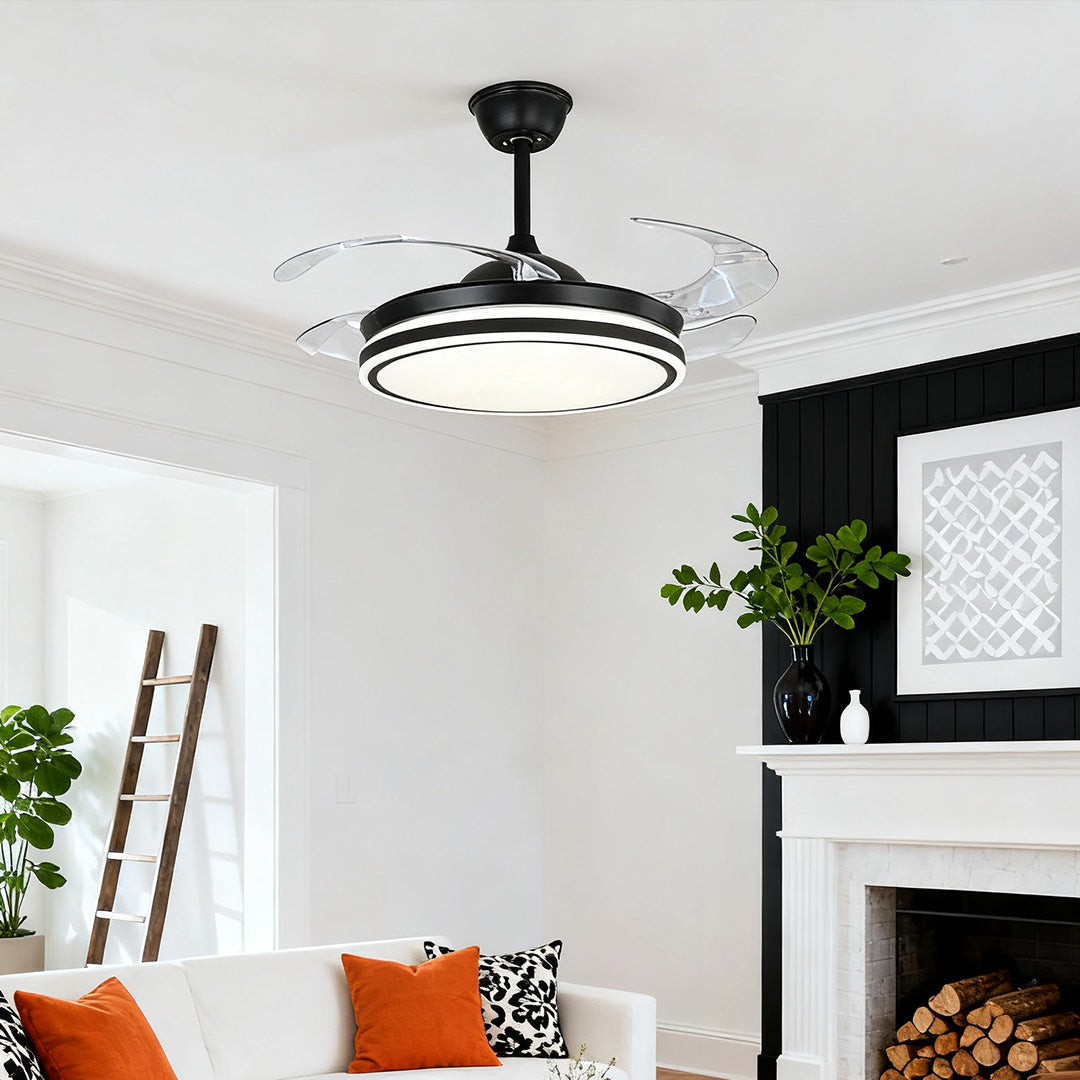 Black Ceiling Fan with Lights Remote Control Stylish All-Copper Lamp