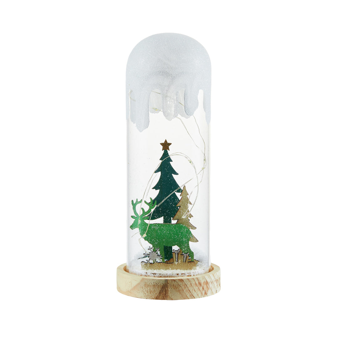 Christmas Decoration Wooden Glass Snow Scene Ornament Lamp