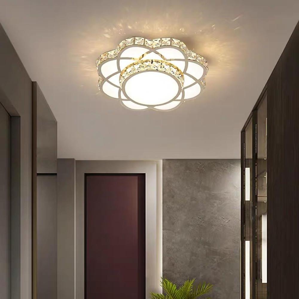 Small Crystal Flush Mount Ceiling Light Minimalist LED Light