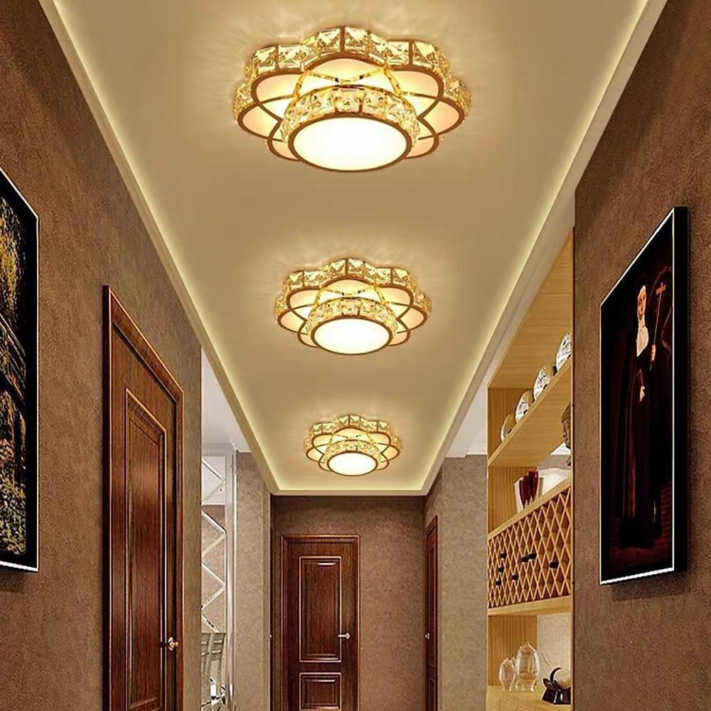Small Crystal Flush Mount Ceiling Light Minimalist LED Light