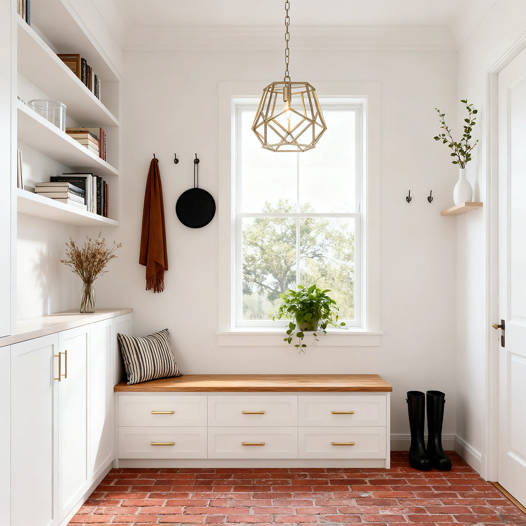 Gold Hanging Pendant Light Single Geometric Ceiling Light