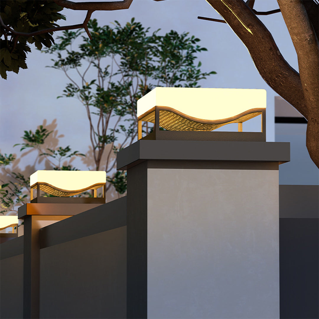 Contemporary Outdoor Pillar Lights Waterproof Solar-Powered