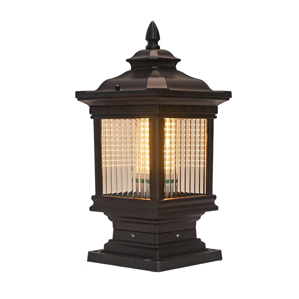 Solar Garden Post Lights Vintage Grille Fence Light