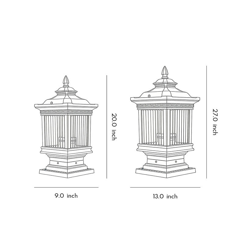 Solar Garden Post Lights Vintage Grille Fence Light