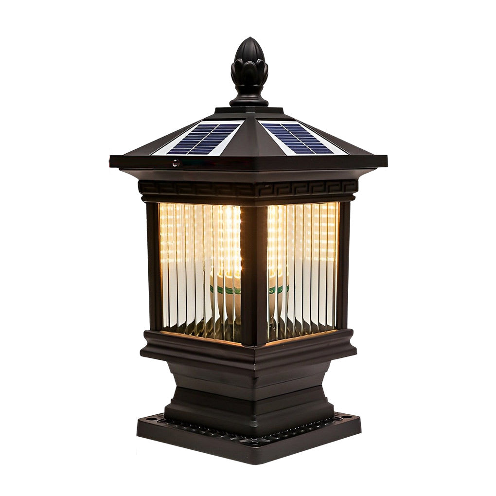 Solar Garden Post Lights Vintage Grille Fence Light