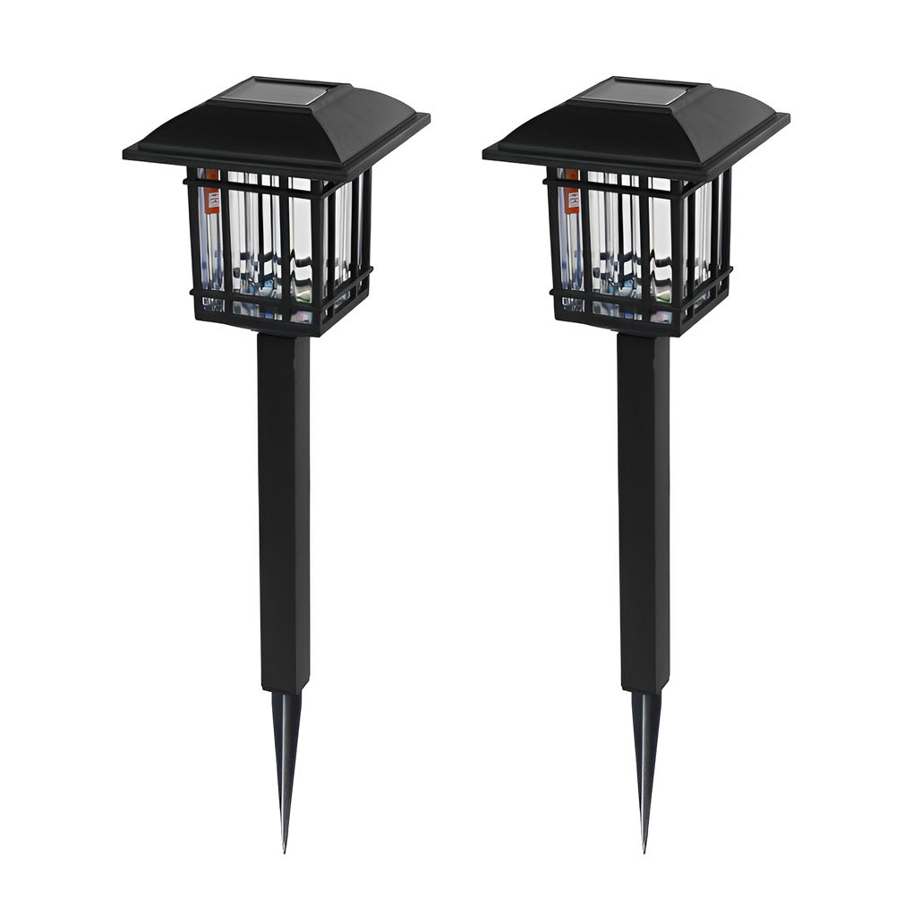 2-PCS Solar Outdoor Lawn Lights Vintage Square Waterproof Lamp