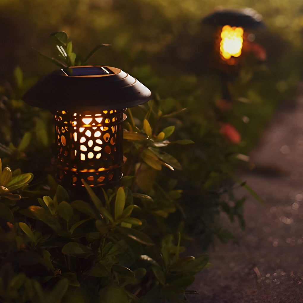 Solar Path Lighting LED Modern Waterproof Hollow Flame Flicker Light
