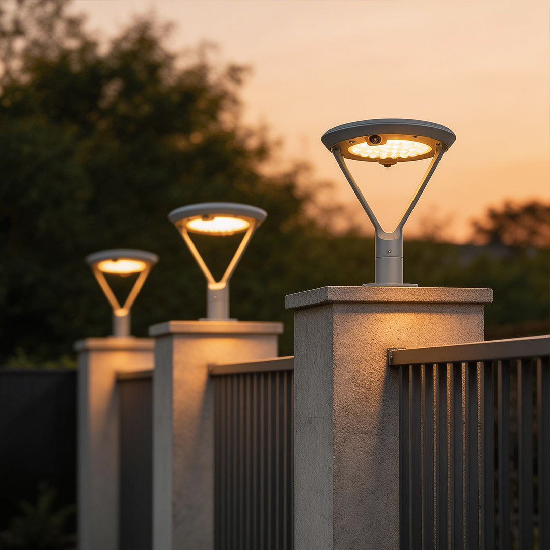 Solar Pillar Lights Circular Dual Motion Sensor LED Light