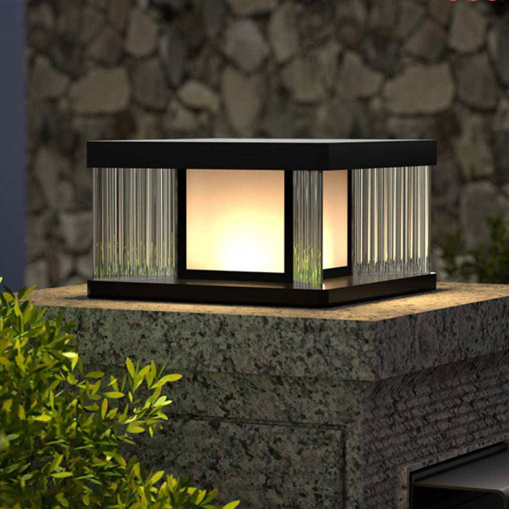 Solar Pillar Lights Waterproof LED Glass Acrylic Modern Light
