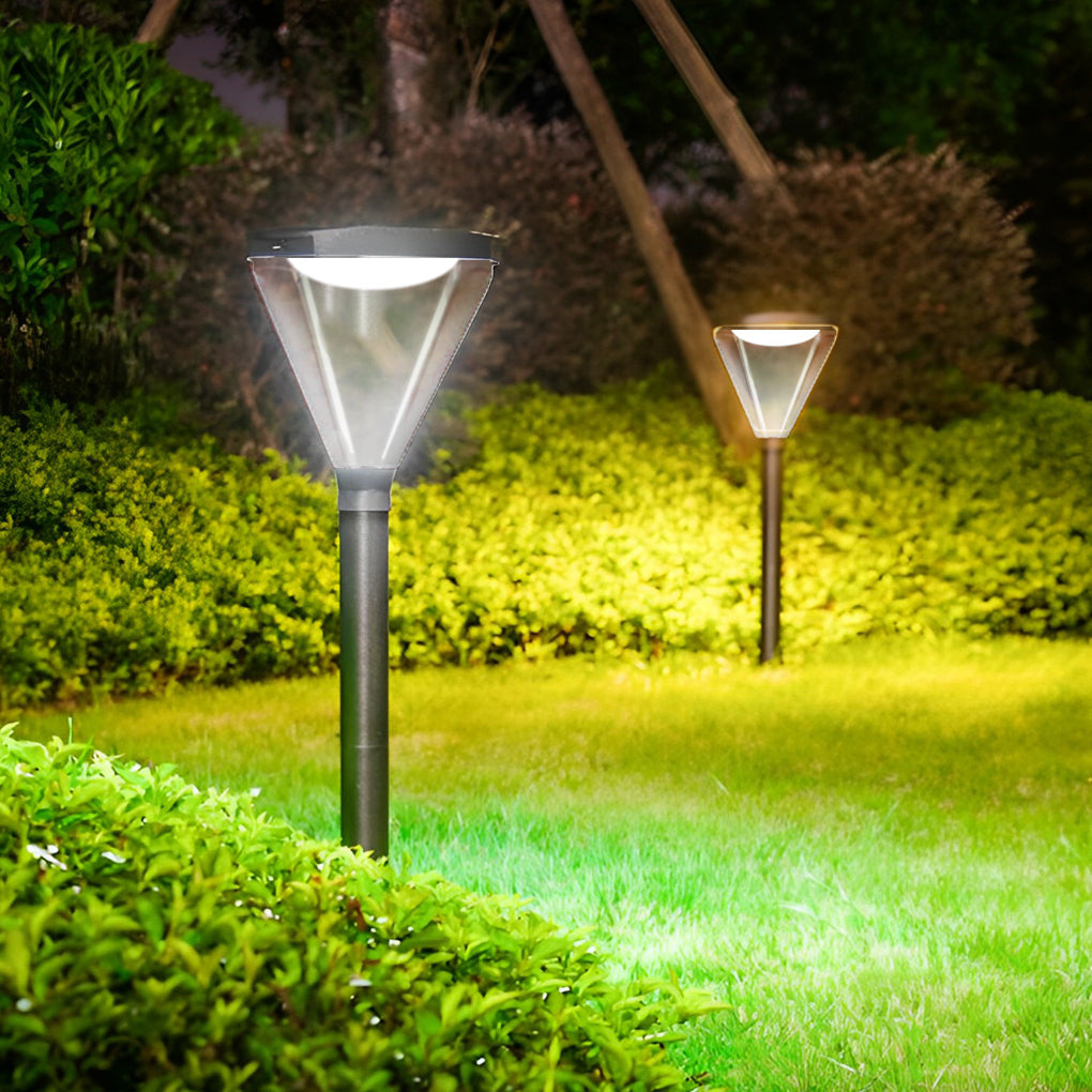Solar Powered Lawn Lights Modern Black LED Landscape Lighting