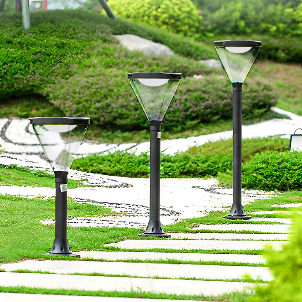 Solar Powered Lawn Lights Modern Black LED Landscape Lighting