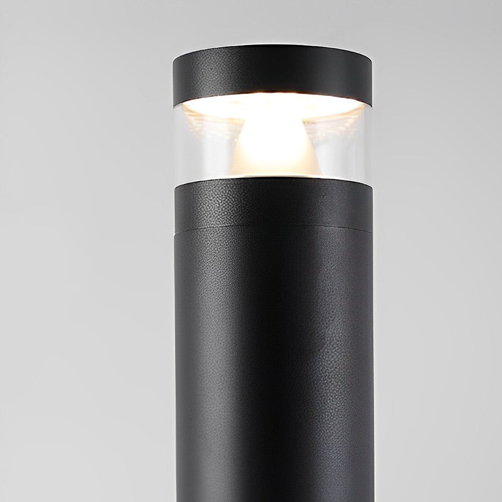 Solar Powered LED Bollard Lights Black Waterproof LED Landscape Light