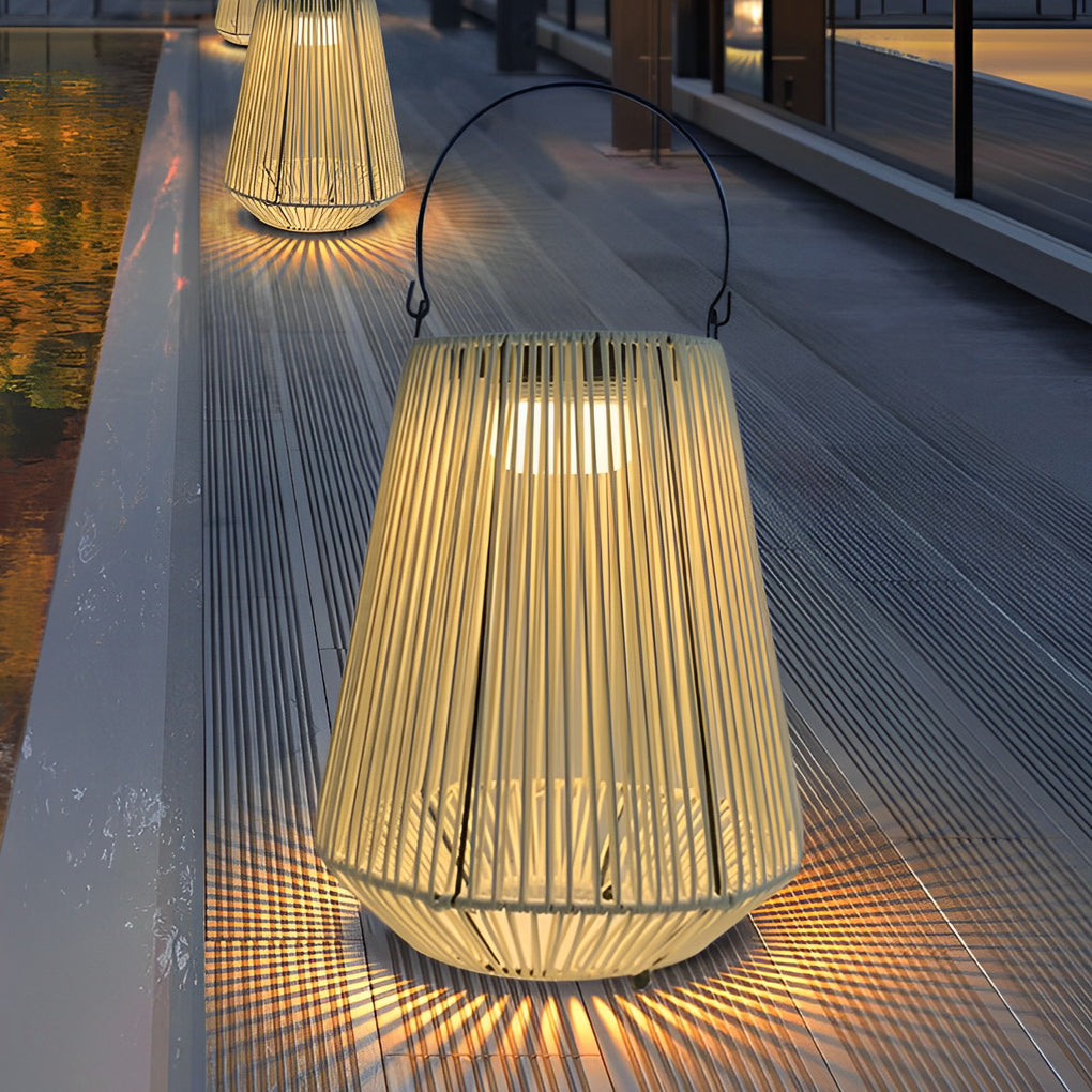 Solar Powered Rope Lantern Portable Handwoven LED Light