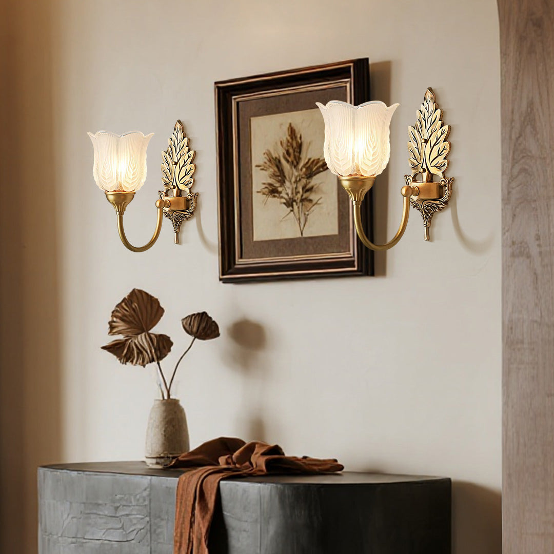 Brass Wall Light American Full Brass Artistic Bud Wall Lamp
