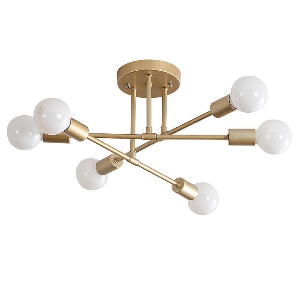 6-Lights Globe LED Sputnik Chandelier Modern Iron Ceiling Light