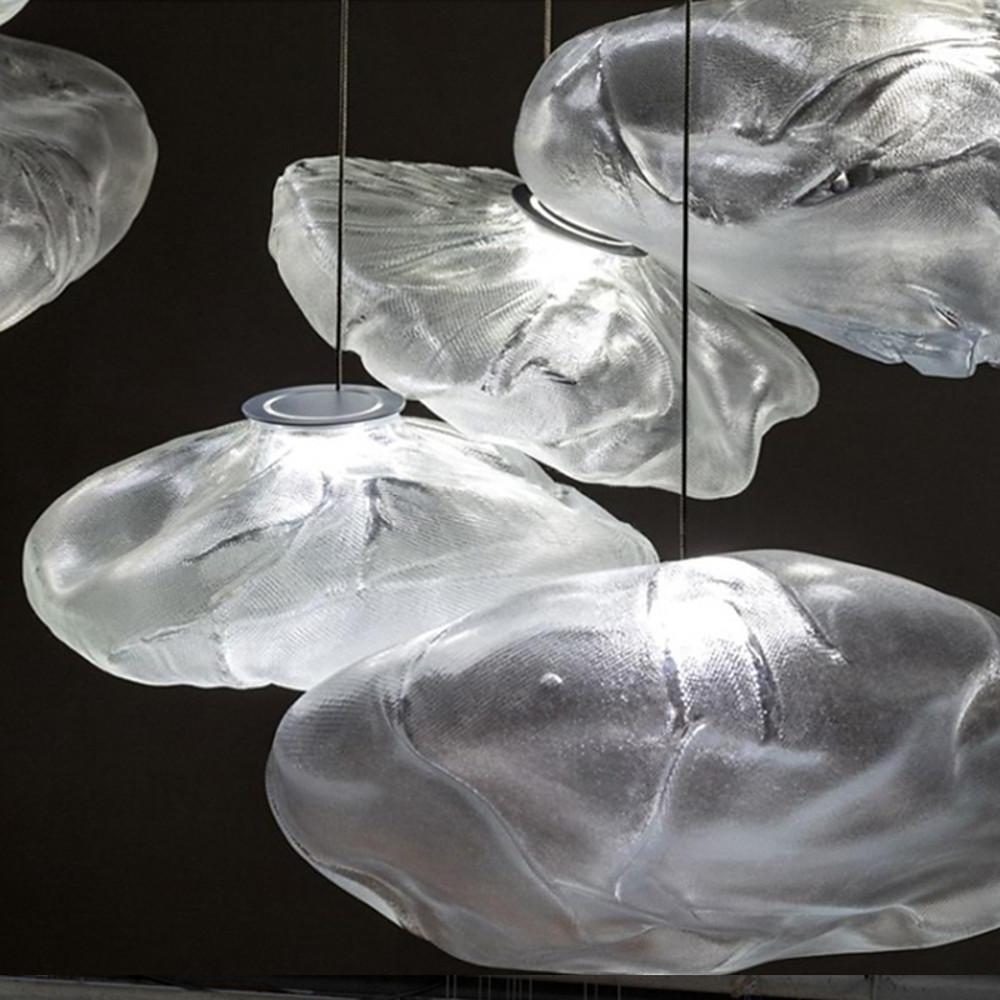 Industrial Metal Glass Bubble Irregular Oval Staircase Chandeliers