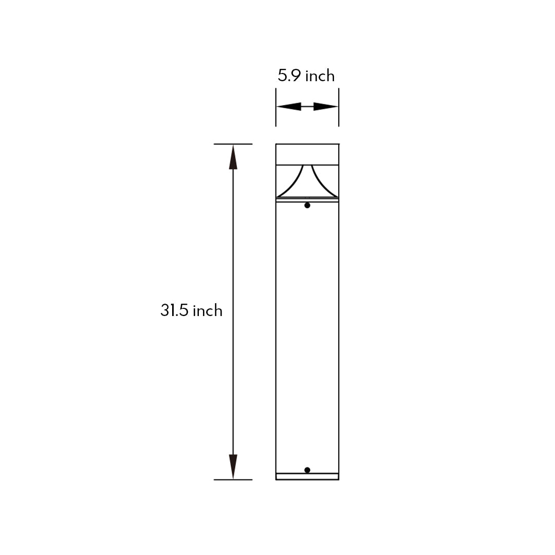 Outdoor 31in Lawn Bollard Light Square Nordic Pathway Lighs