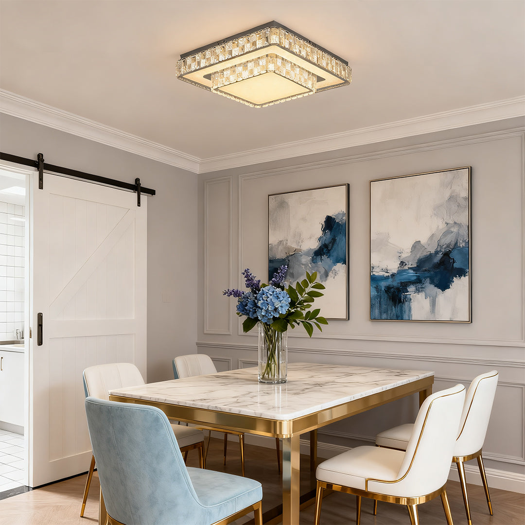 Flush Mount Ceiling LED Light Minimalist Luxury Crystal Lamp