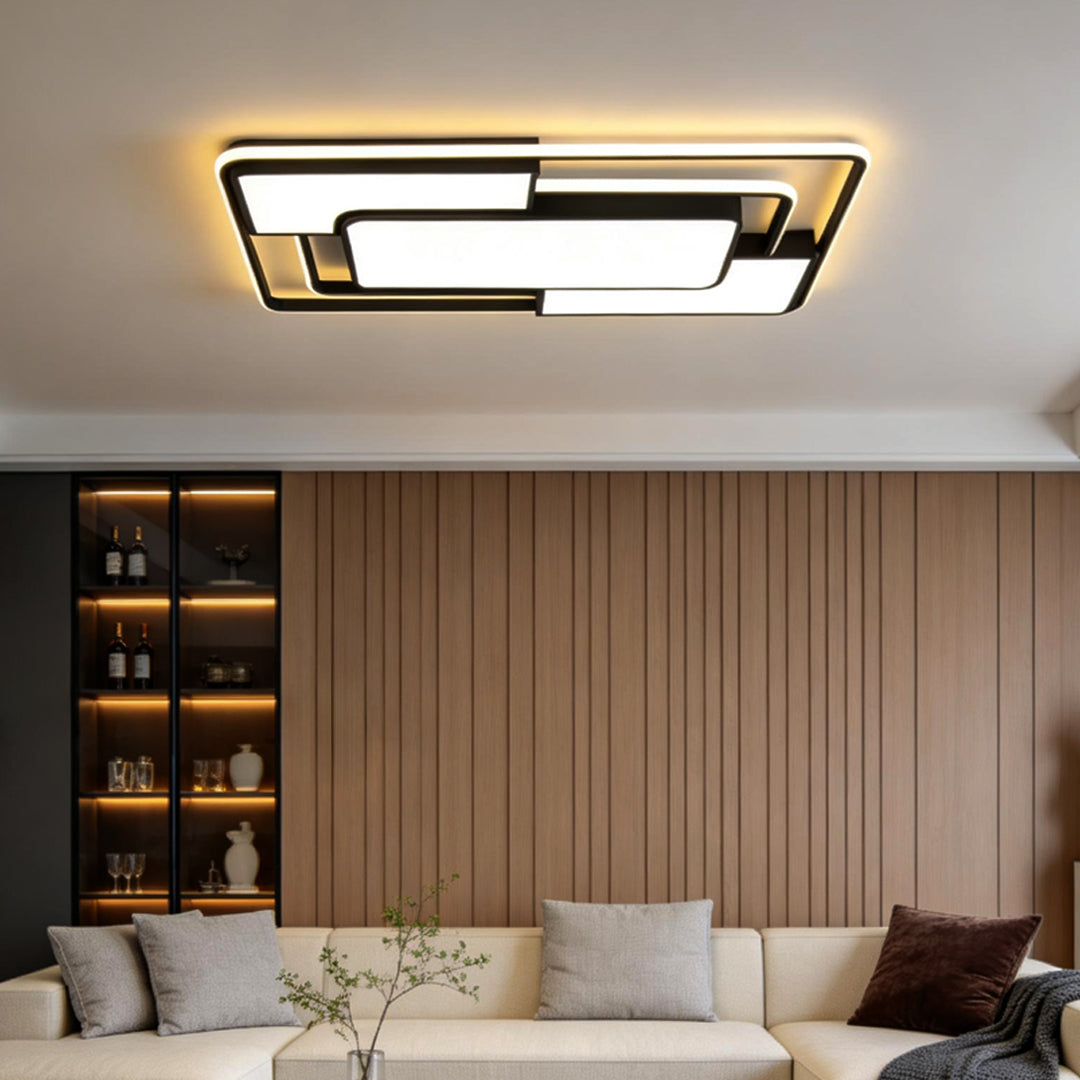 Flush Mount Square Light LED Geometric Overlapping Light