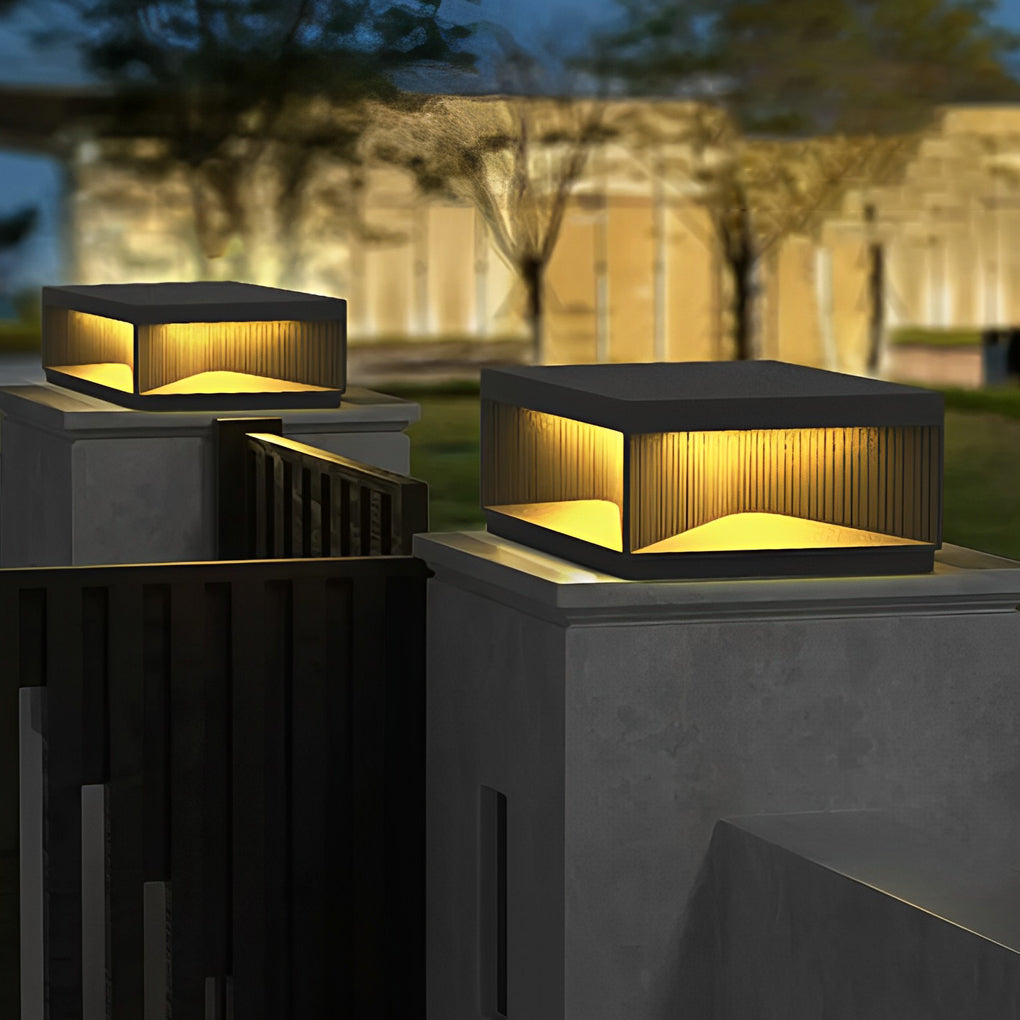Square Outdoor Pillar Lights Stripe Decorative LED Light