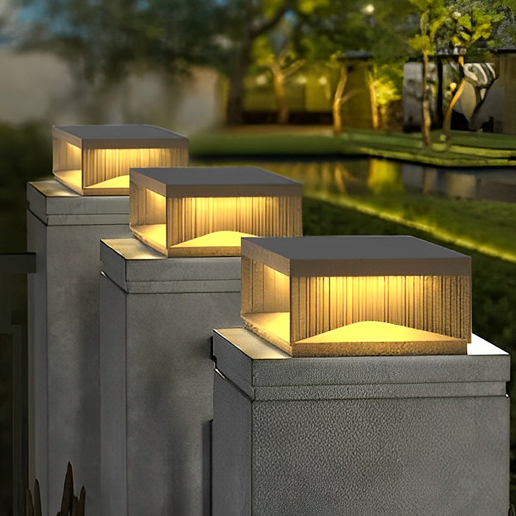 Square Outdoor Pillar Lights Stripe Decorative LED Light