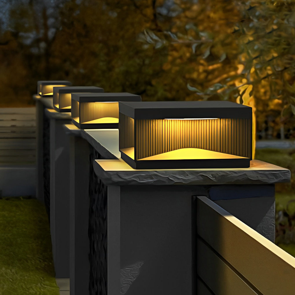 Square Outdoor Pillar Lights Stripe Decorative LED Light