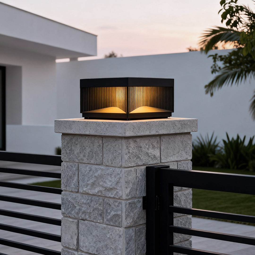 Square Outdoor Pillar Lights Stripe Decorative LED Light